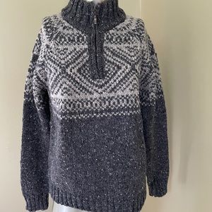 Unis Crafts Sweater Wool Quarter Zip Made Ireland
